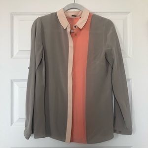 Elie Tahari 100% Silk Colorblock Blouse